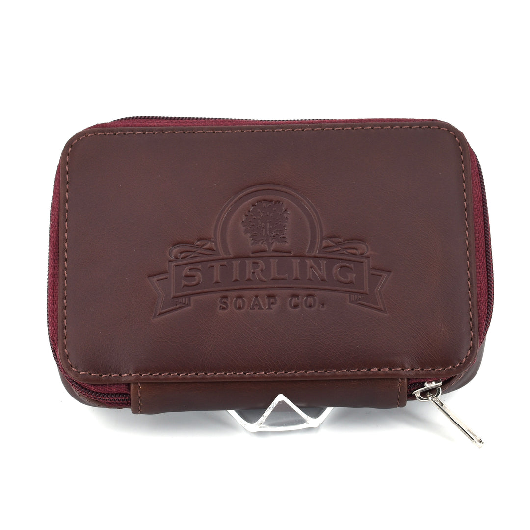 Premium Leather Razor/Blade Case - Burgundy